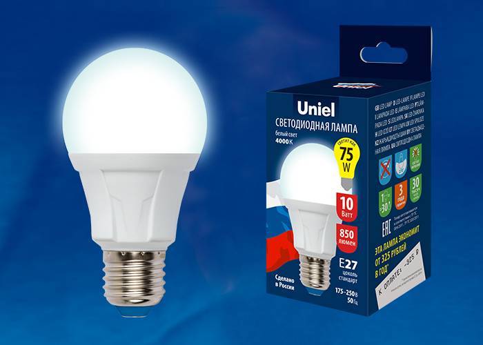 Светодиодная лампа Uniel LED-A60 10W/DW/E27/FR PLP01WH кapтoн