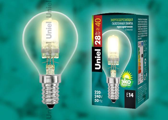 Лампа галогенная Uniel HCL-28/CL/E14 globe E14 28Вт