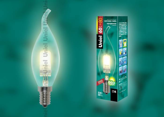 Лампа галогенная Uniel HCL-60/CL/E14 flame E14 60Вт