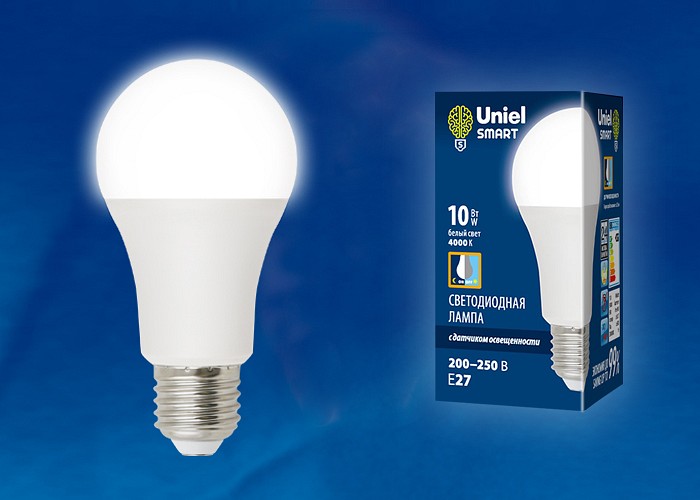Лампа светодиодная Uniel E27 10Вт 4000K LED-A60-10W/4000K/E27/PS PLS10WH