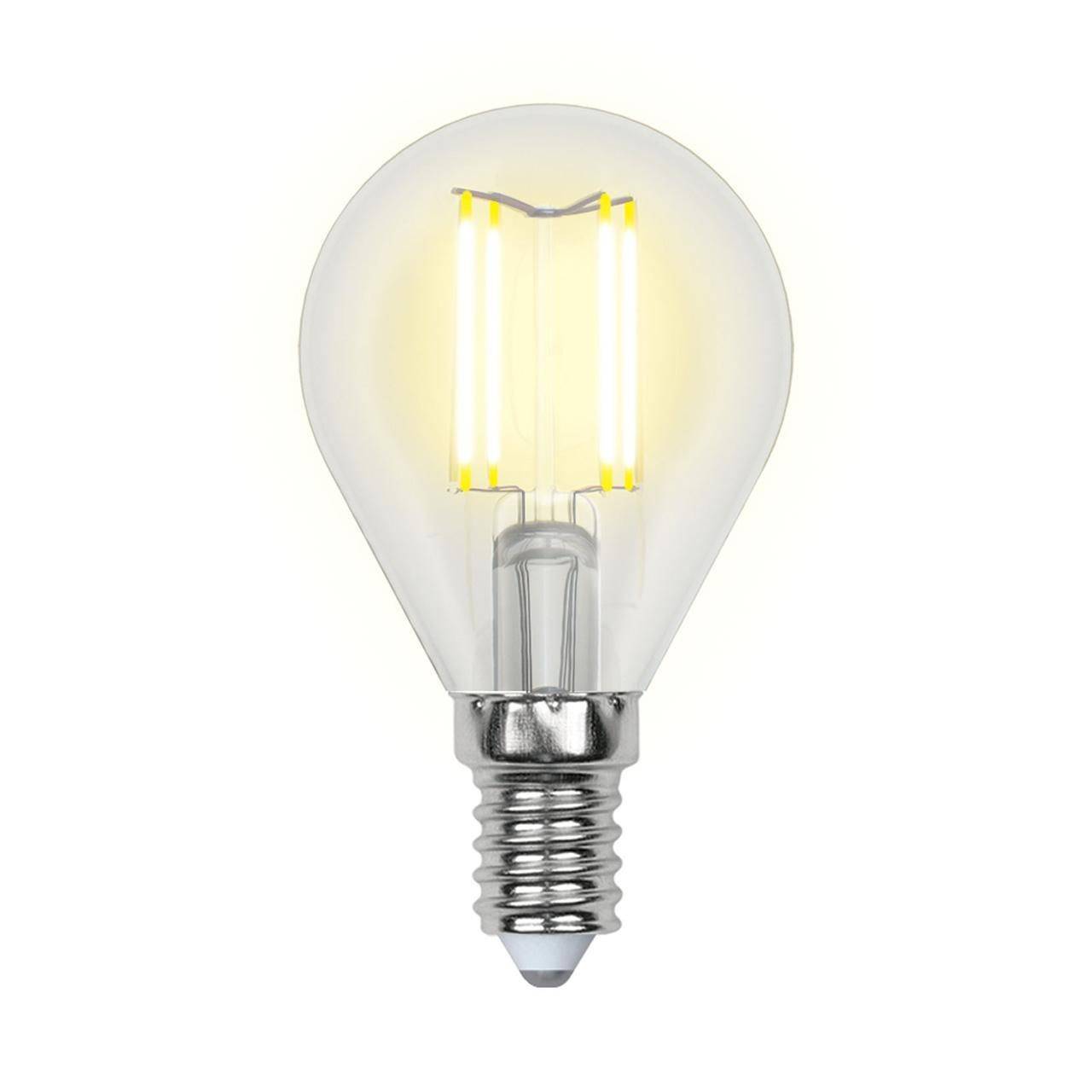Лампа светодиодная филаментная E14 5W 3000K шар прозрачный LED-G45-5W/WW/E14/CL/MB GLM10TR
