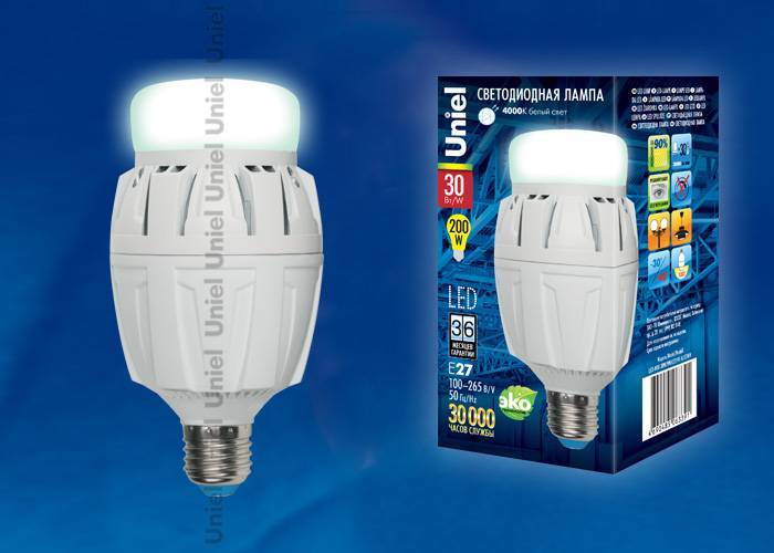 Светодиодная лампа Uniel LED-M88-30W/NW/E27/FR ALV01WH кapтoн E27 30Вт Белый 4000К