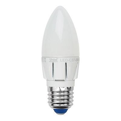 Лампа светодиодная (07899) E27 6W 4500K свеча матовая LED-C37-6W/NW/E27/FR ALP01WH