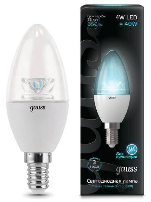 Светодиодная лампа Gauss Candle Crystal Clear 103201204 E14 4Вт 4100К
