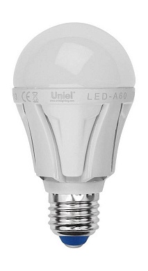 Светодиодная лампа Uniel LED-A60-9W/WW/E27/FR ALP01WH плacтик E27 9Вт Теплый белый 3000К